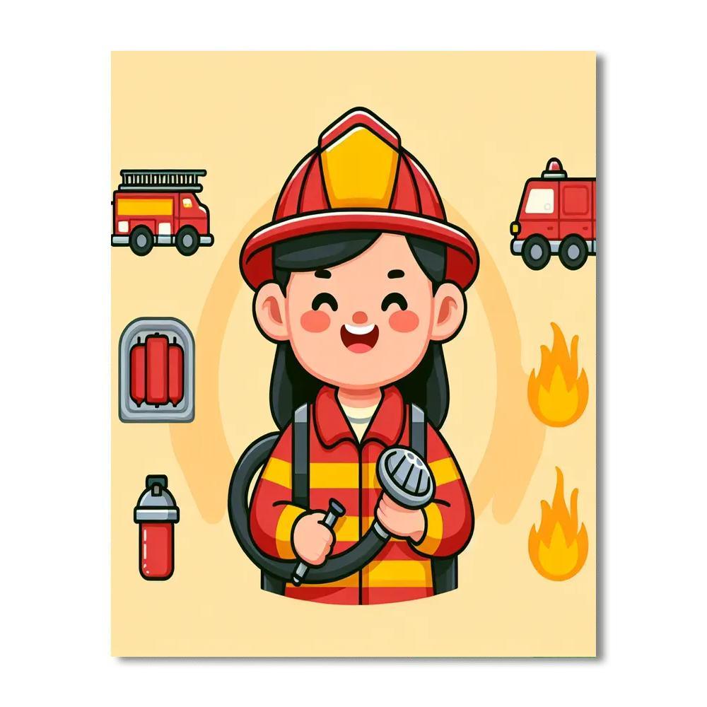 Joyful Firefighter DIY Paint By Numbers