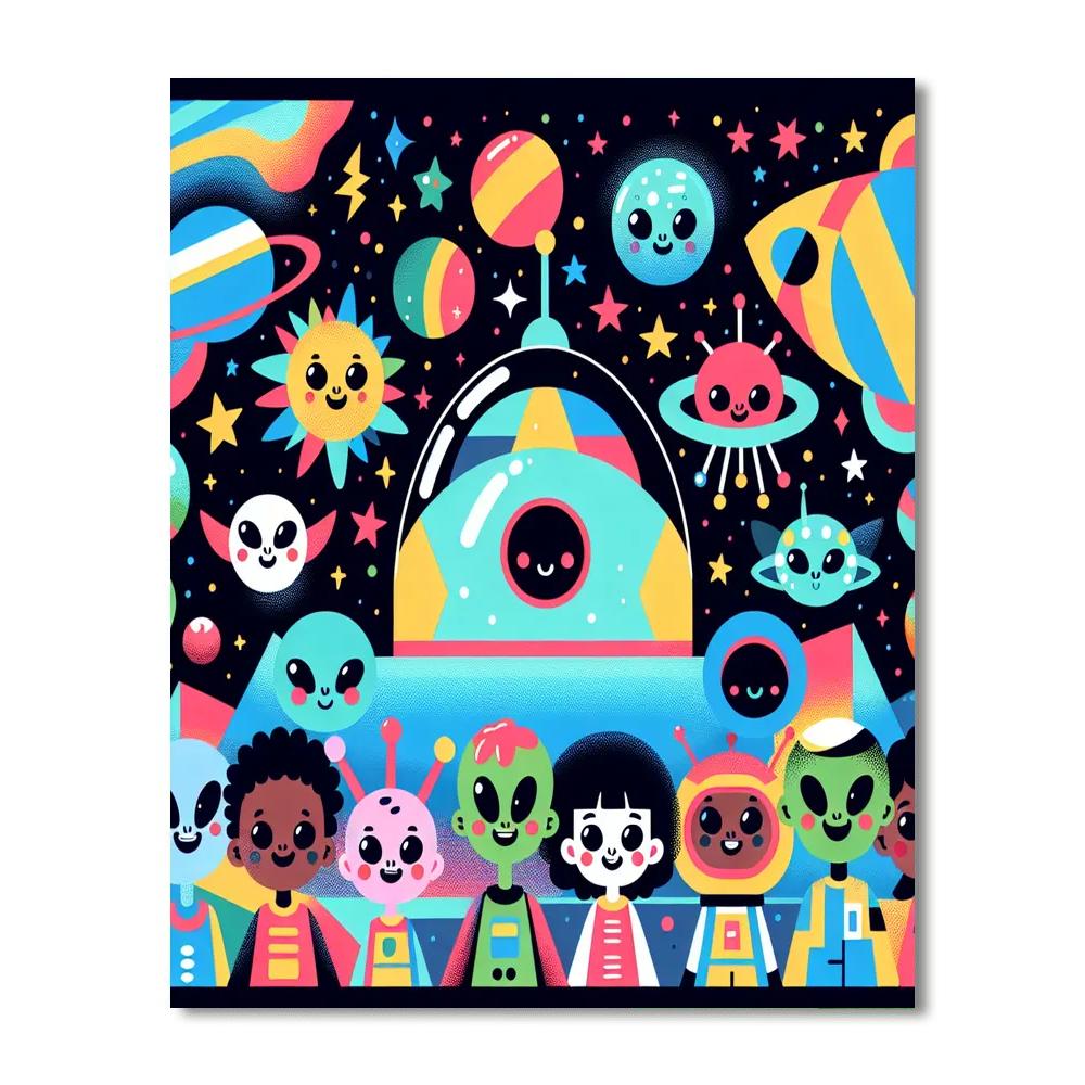 Friendly Space Odyssey Paint By Numbers Art