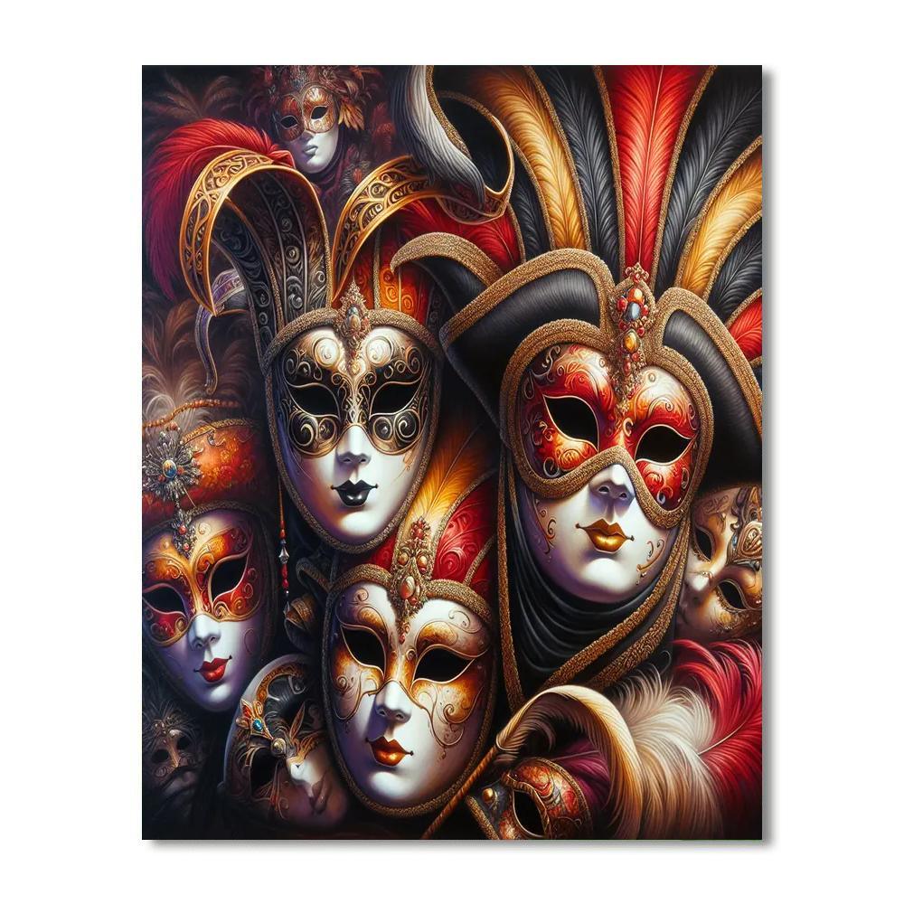 Venetian Mask Carnival Painting Number Kit