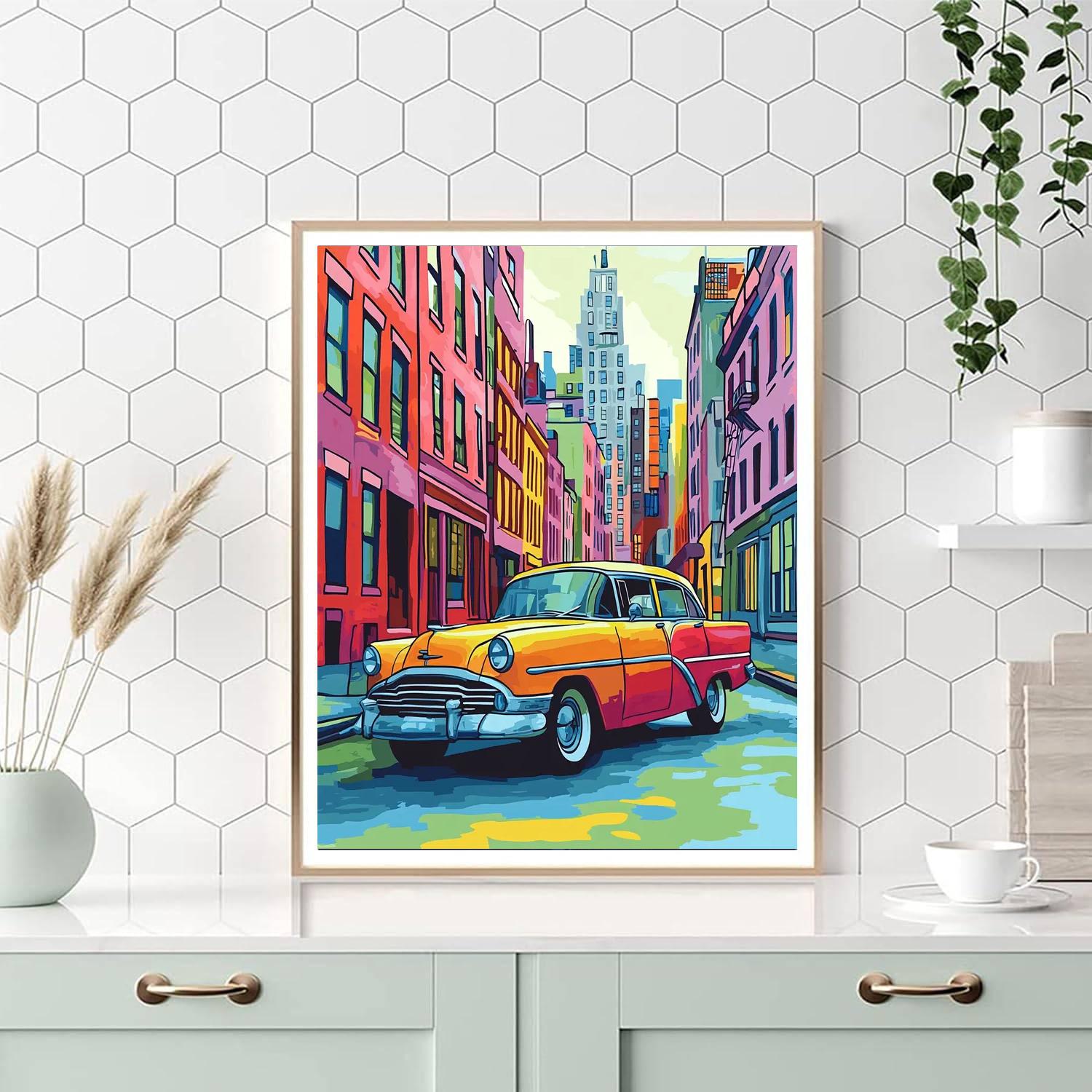 Edward Hopper Inspired Vibrant Vintage Vehicles  Paint By Number
