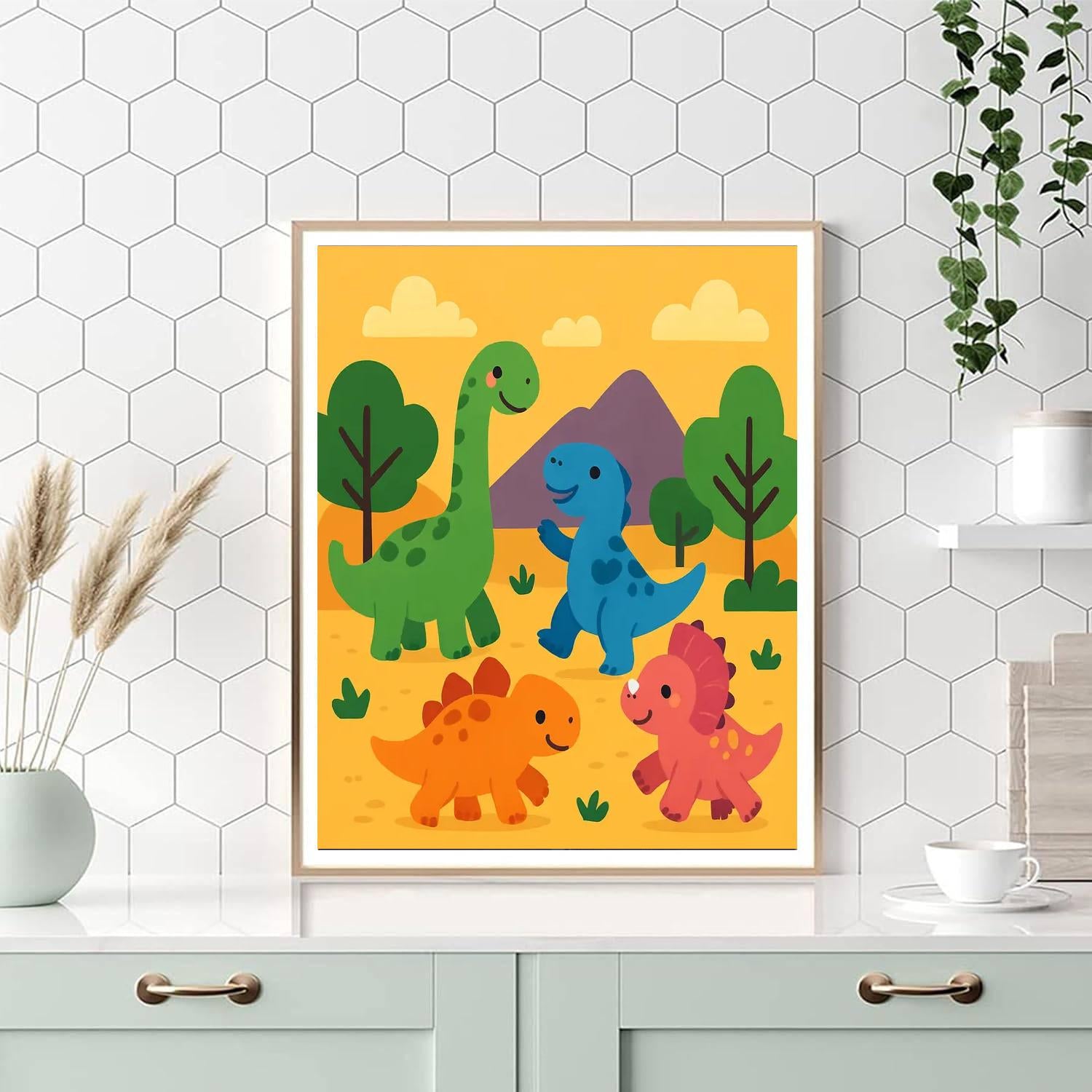 Colorful Dinosaur Friends DIY Paint By Numbers
