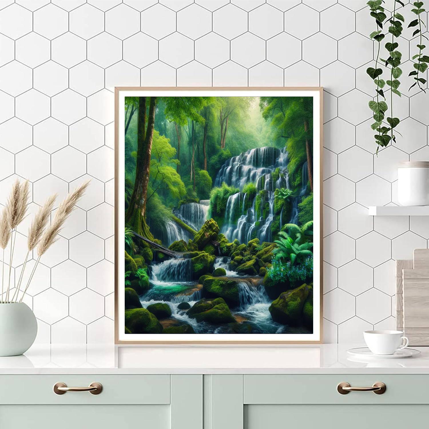 Breathtaking Forest Waterfall Paint By Numbers