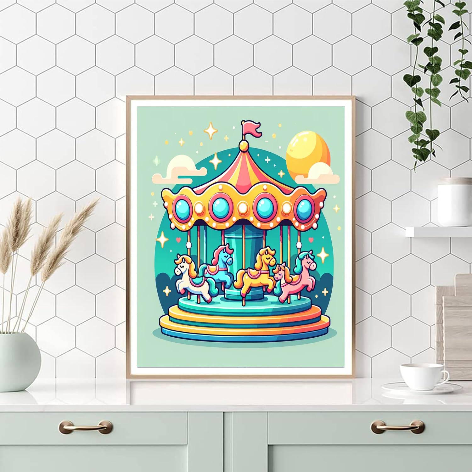 Cheerful Carousel Paint By Numbers Art