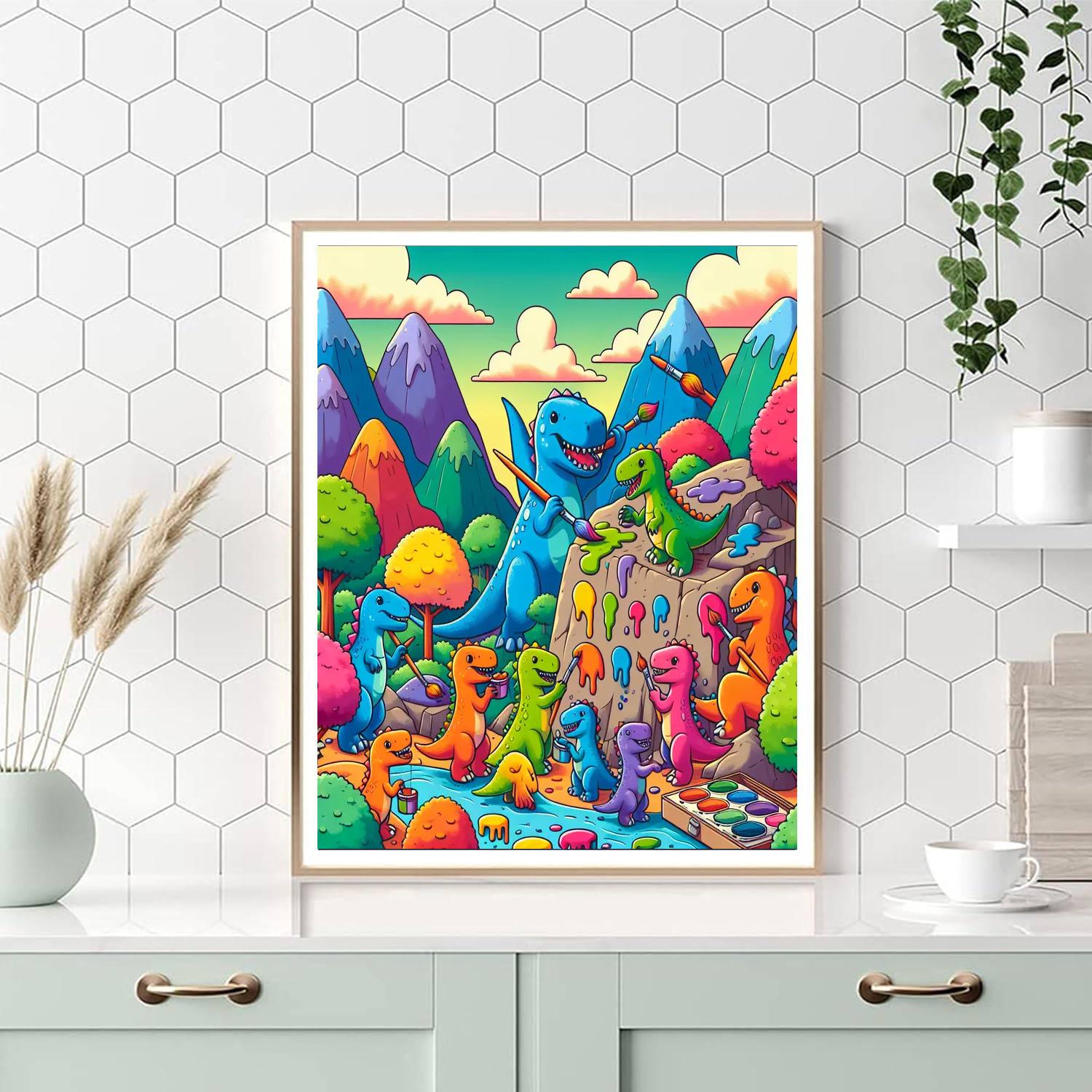 Artistic Dinosaurs Number Painting