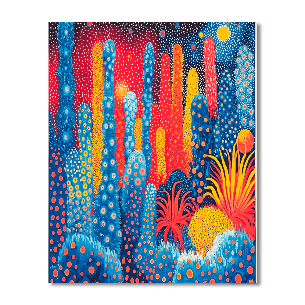 Yayoi Kusama Inspired Garden Of Cosmic Wonders  Numbered Painting Kits