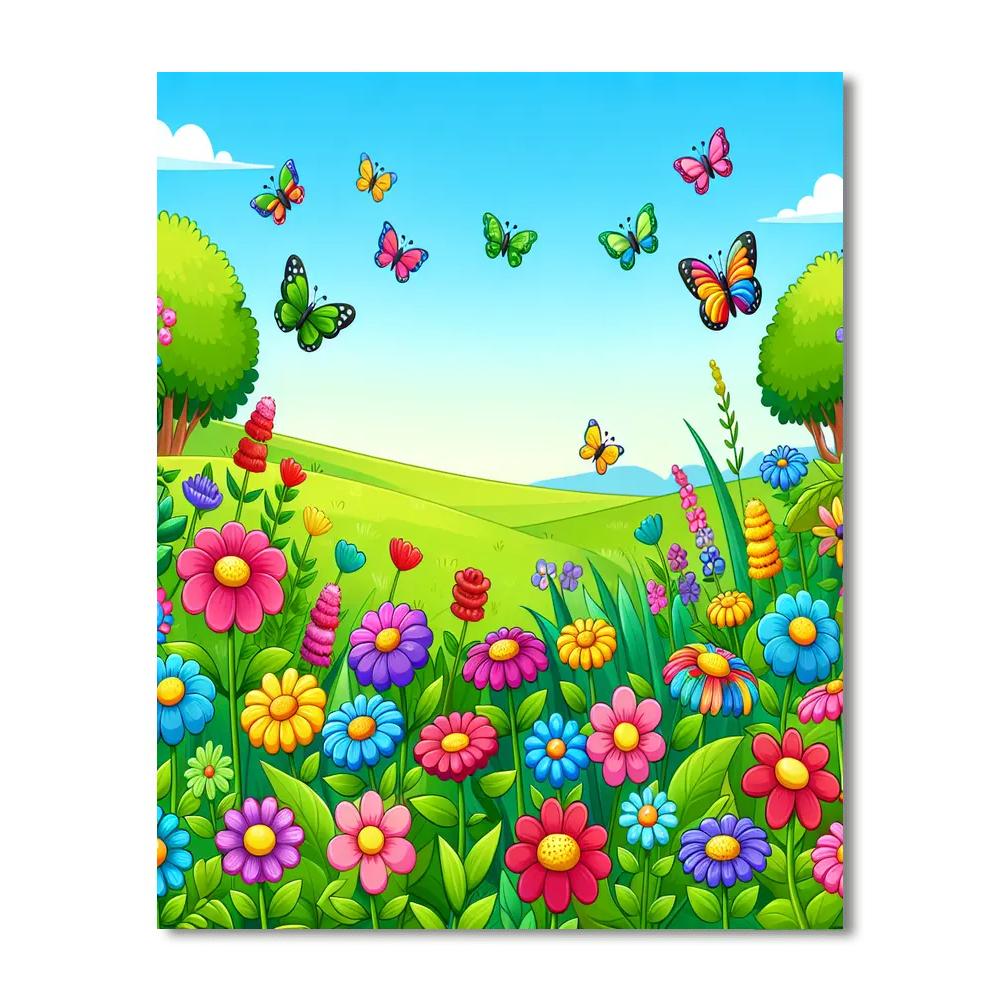 Blossoming Butterfly Garden Painting Number Kit