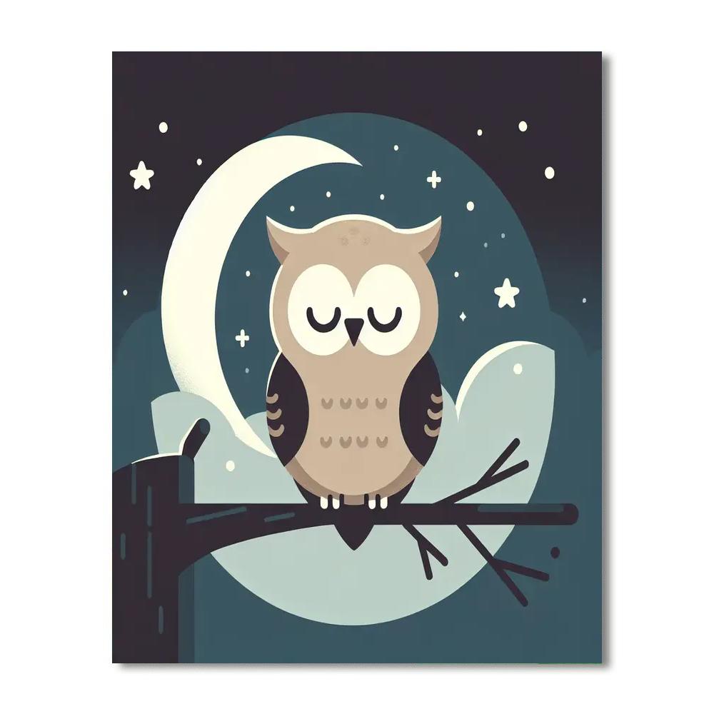 Curious Owl's Night Watch Paint By Numbers Art