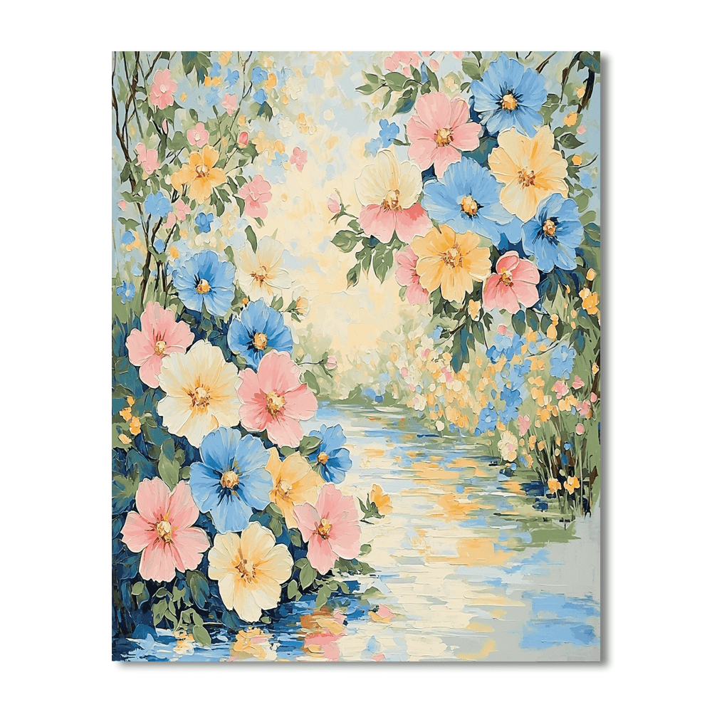 Claude Monet Inspired Dreamy Floral Whimsy  Number Painting
