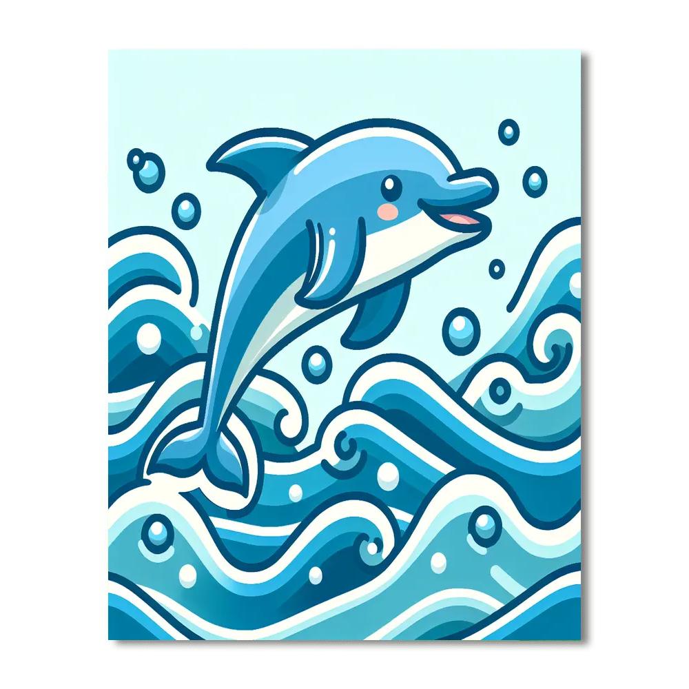 Playful Dolphin's Wave Numbered Painting Kits