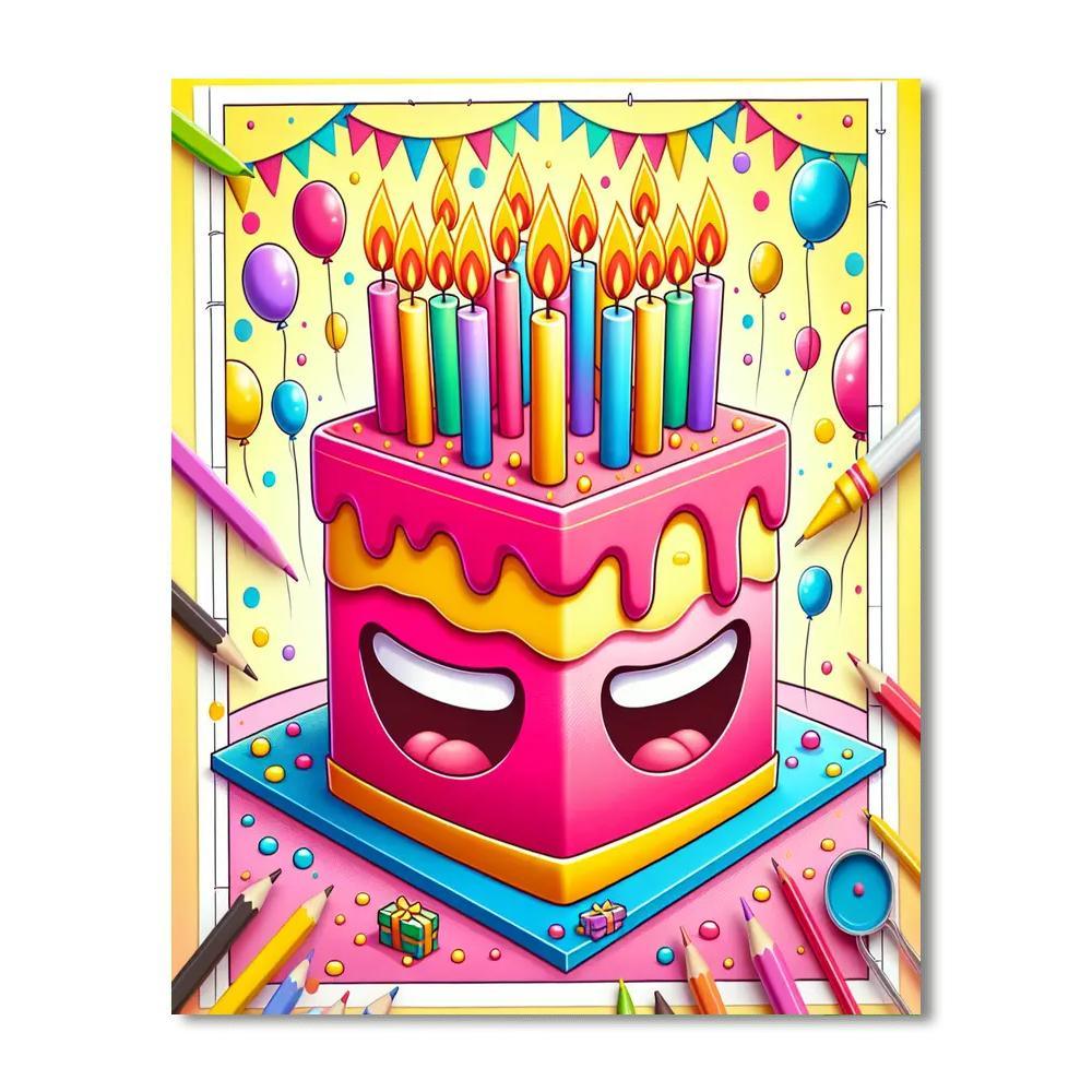 Silly Birthday Cake DIY Paint By Numbers