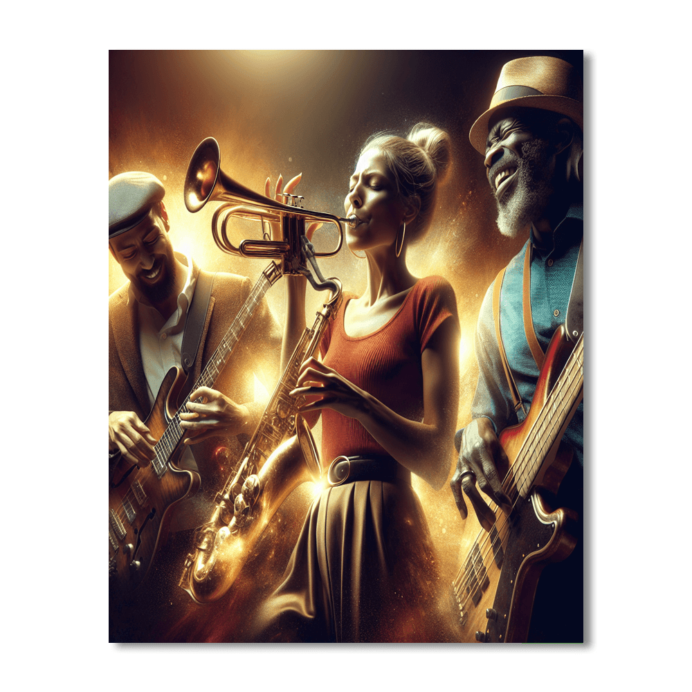 Energetic Jazz Ensemble Number Painting