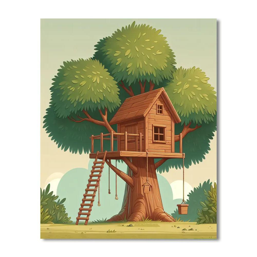 Cozy Treehouse Number Painting