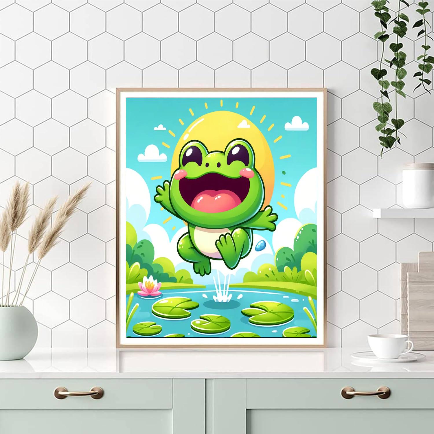 Funny Frog Jumping Numbered Painting Kits