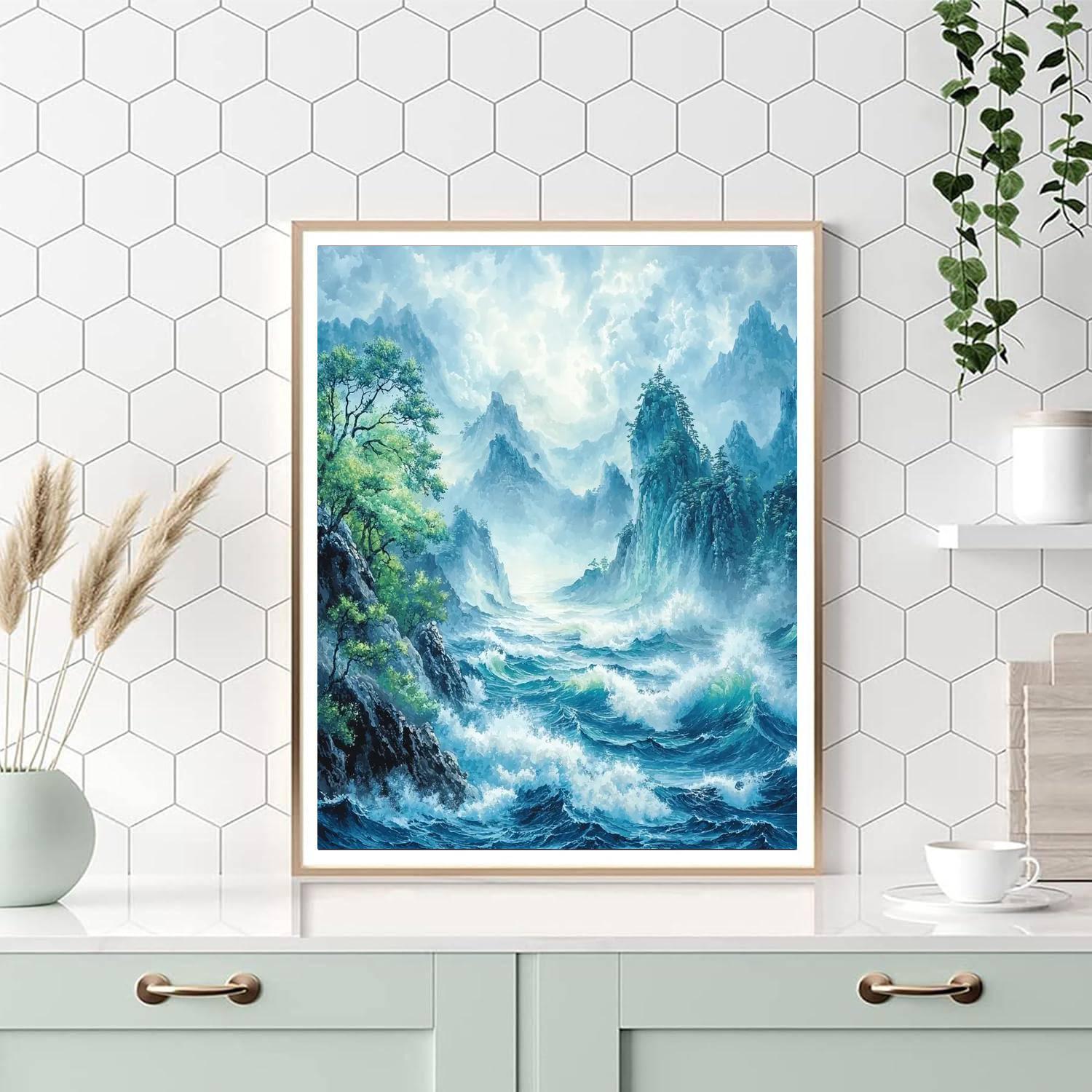 Zhao Mengfu Inspired Serenade Of Gentle Waves  Paint By Color