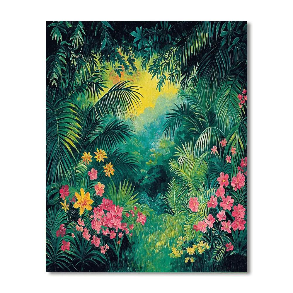 Henri Rousseau Inspired Vibrant Tropical Landscape  Paint By Numbers Kits