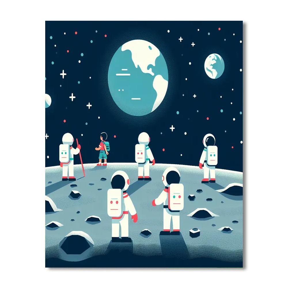 Lunar Exploration Extravaganza Paint By Numbers Art