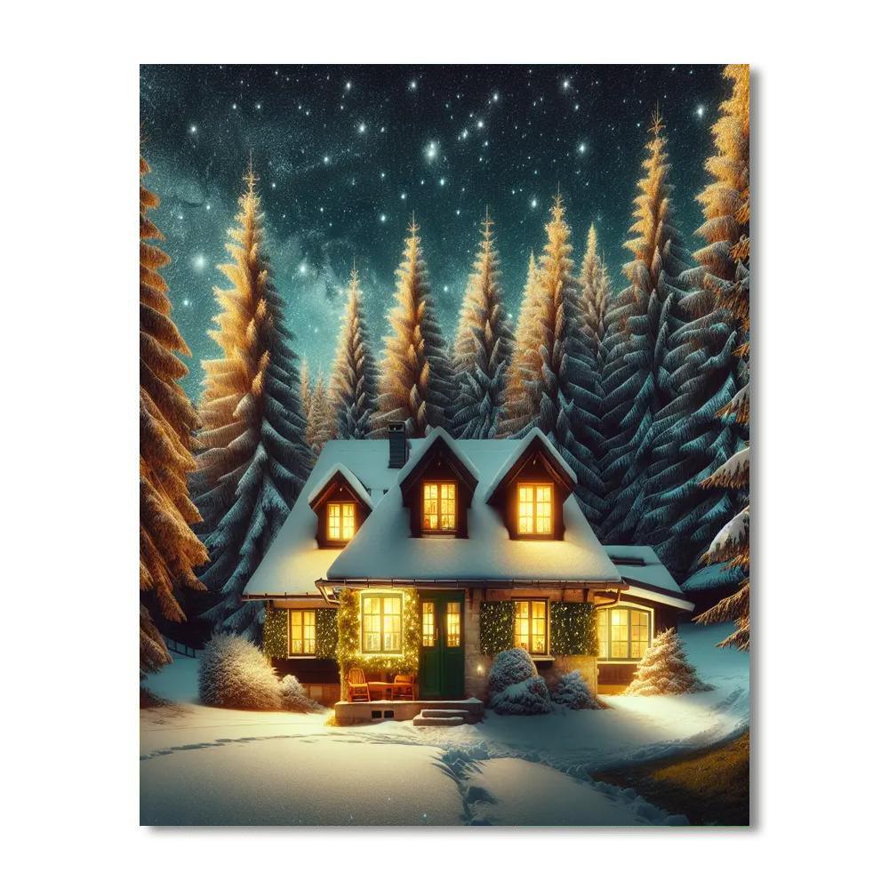 Winter Cottage Glow Painting By Numbers Kit