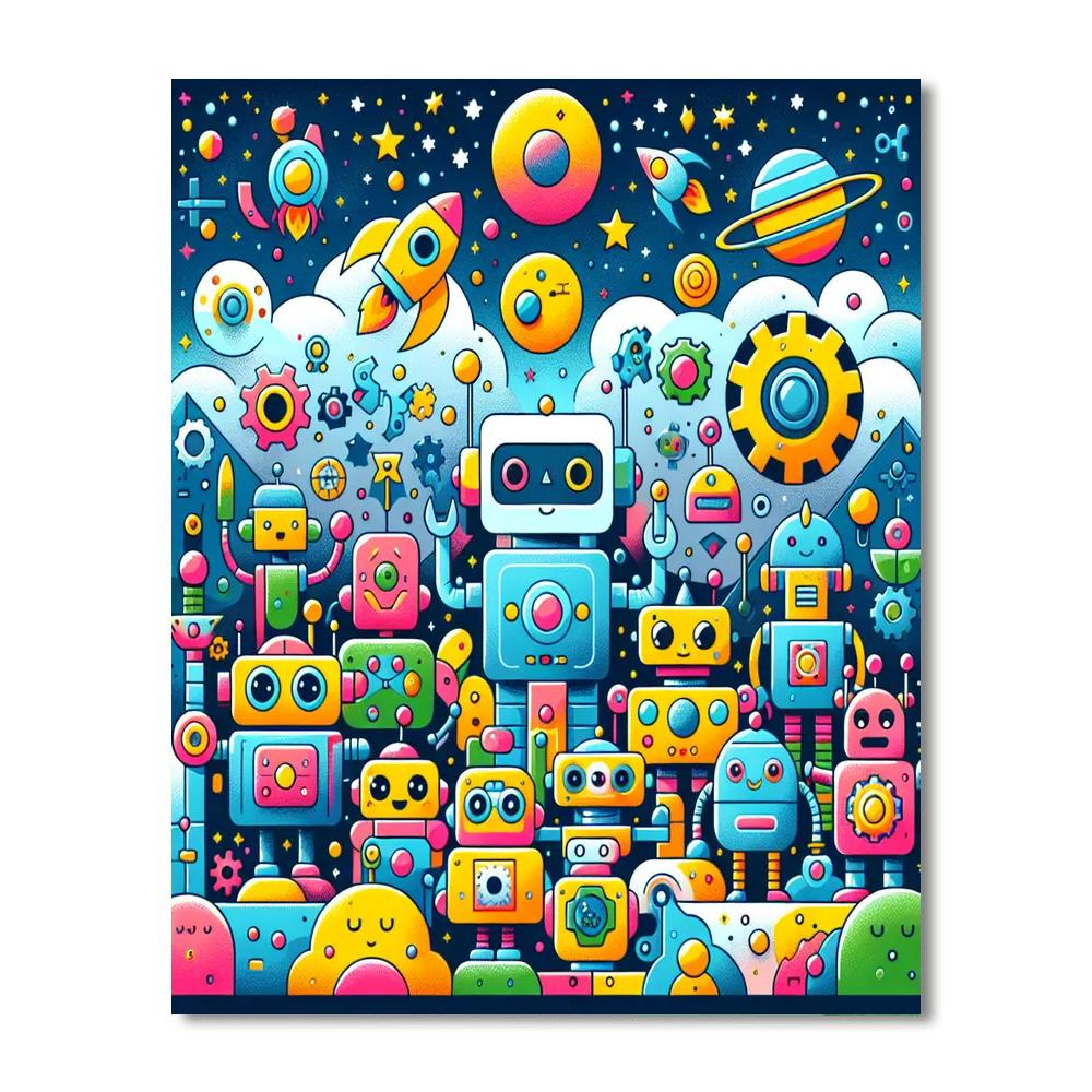 Fun Robot Adventures Paint By Numbers