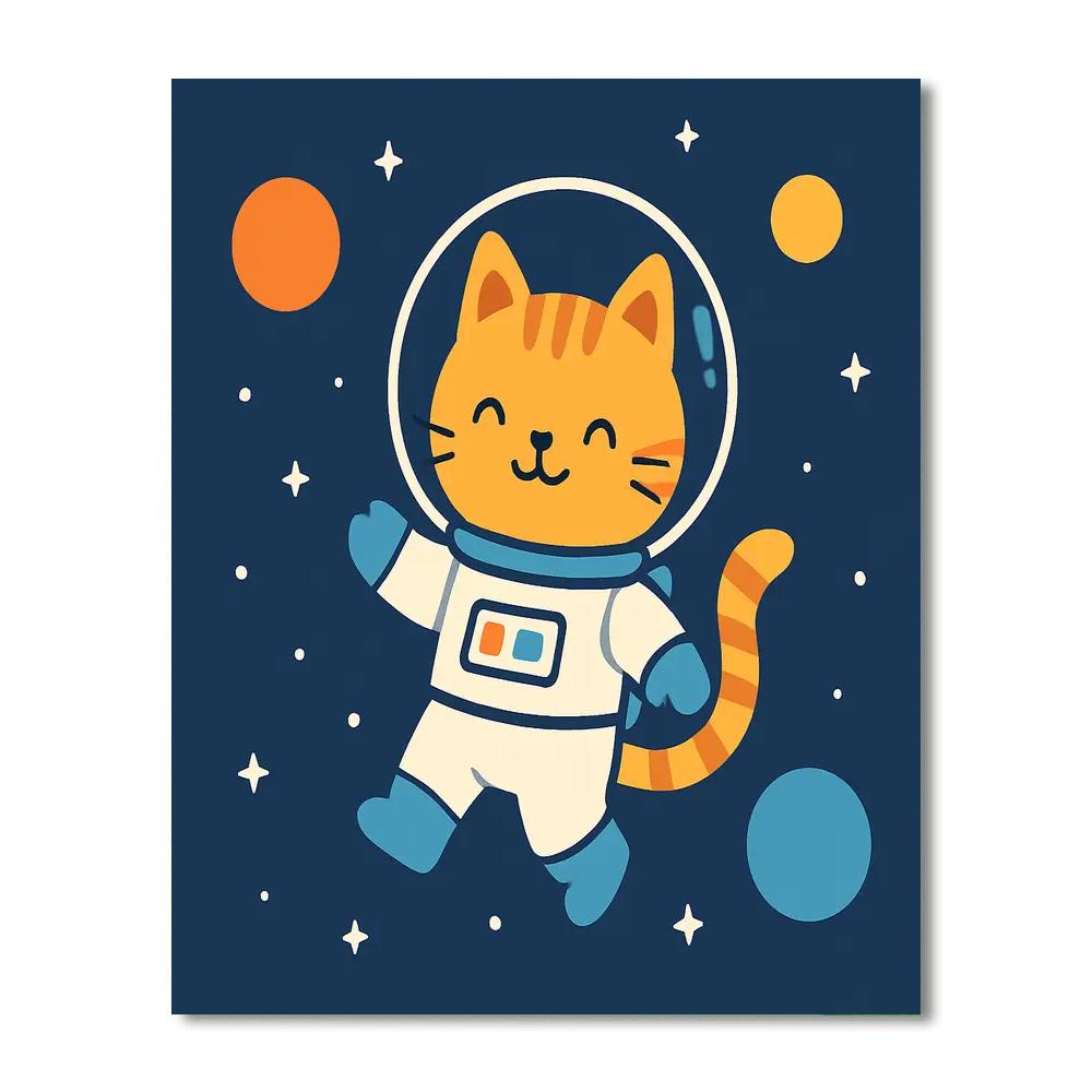 Astronaut Kitty Adventure DIY Paint By Numbers