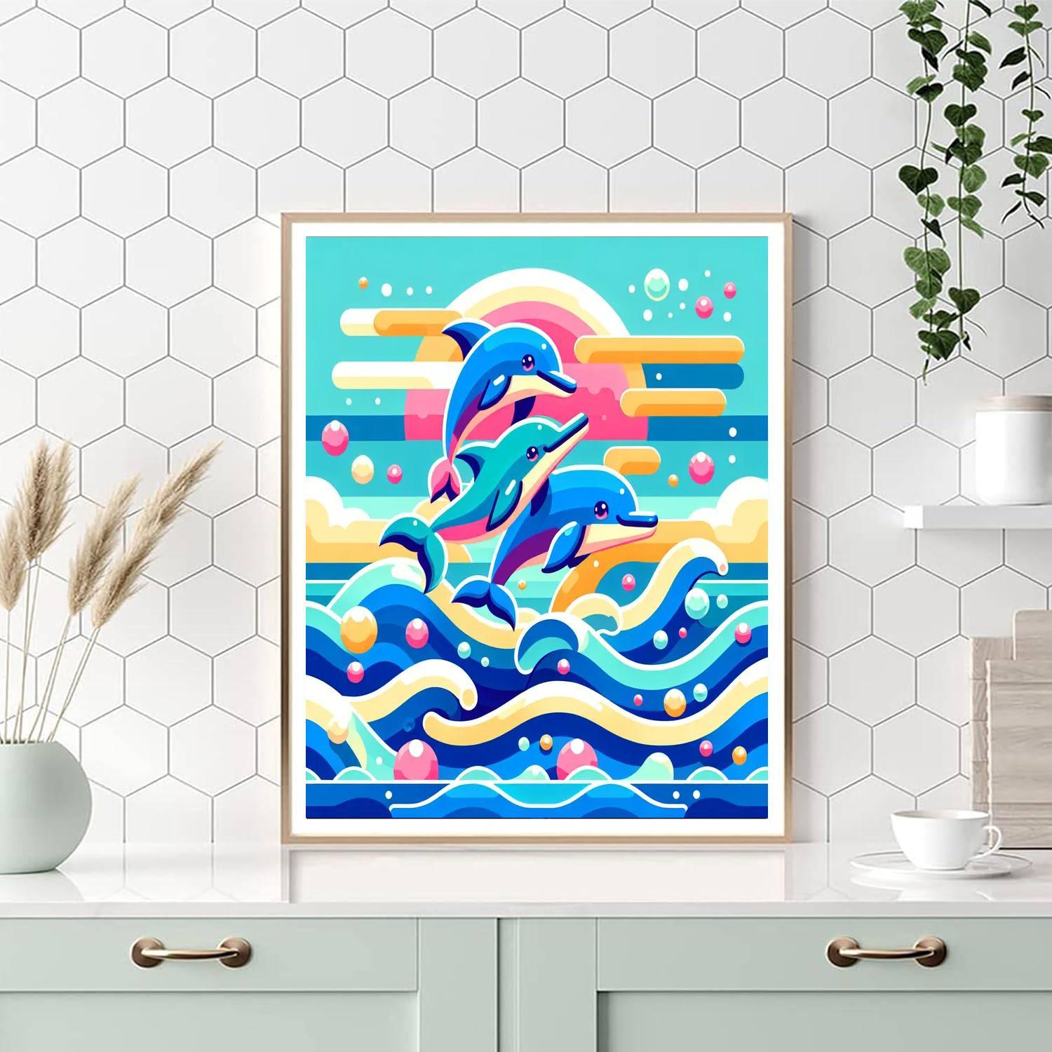 Dancing Dolphin Dive Paint By Numbers Art