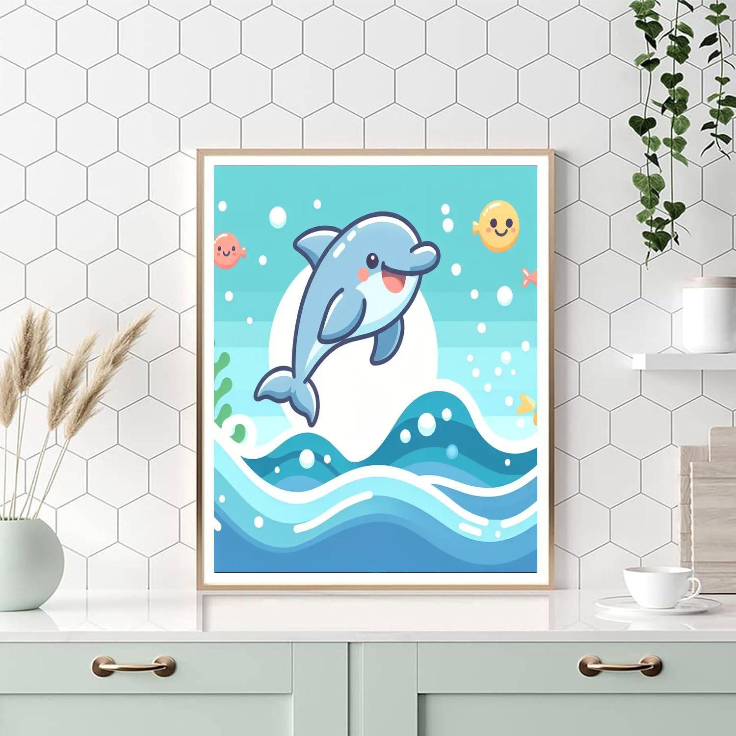 Playful Dolphin Adventure Number Painting