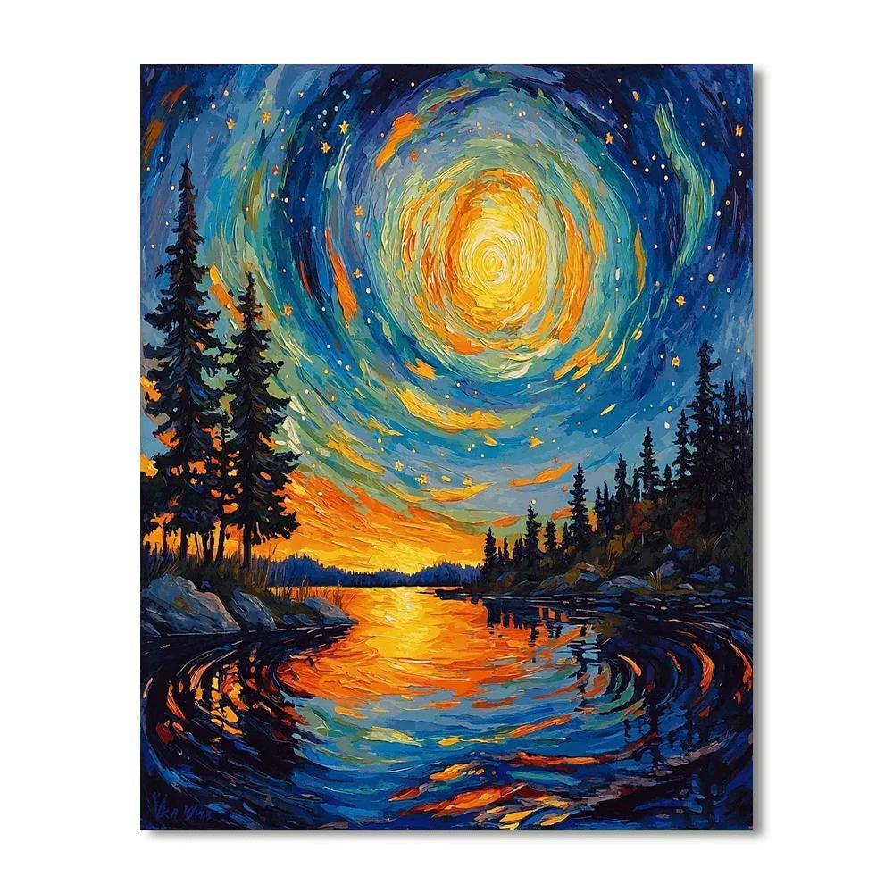 Vincent Van Gogh Inspired Van Gogh's Aurora Dreamscape  Numbered Painting Kits