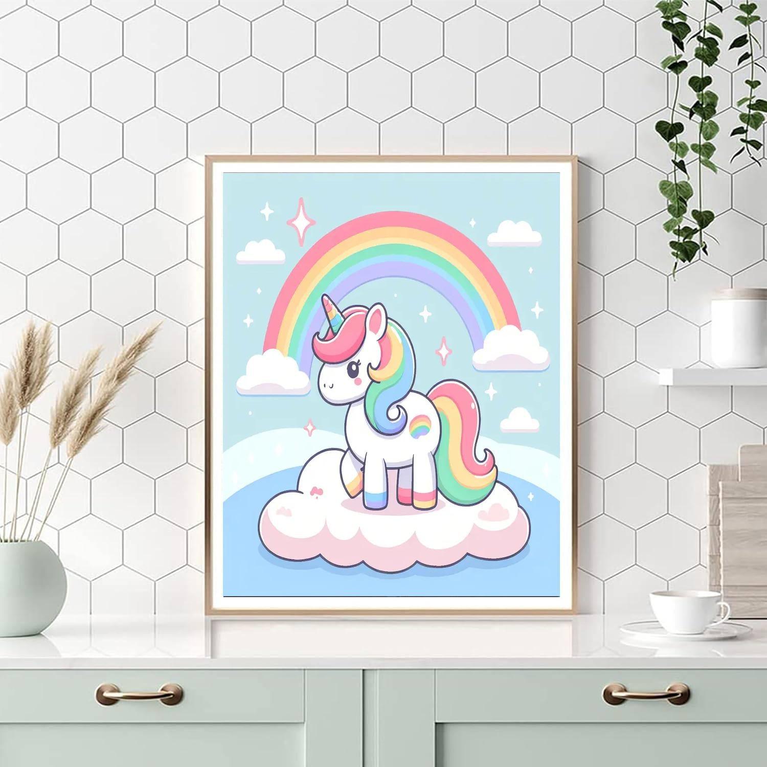 Bright Rainbow Unicorn DIY Paint By Numbers