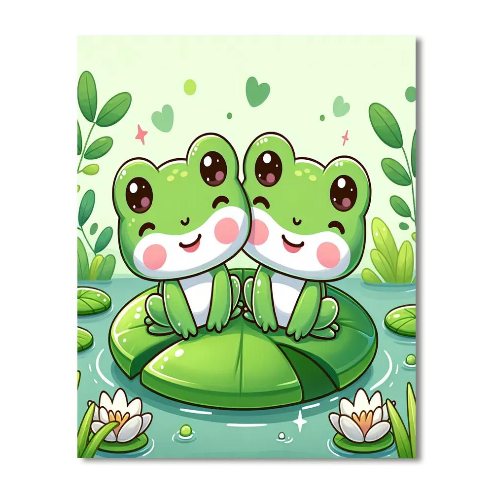 Friendly Frogs On A Lily Pad Paint By Numbers Kits