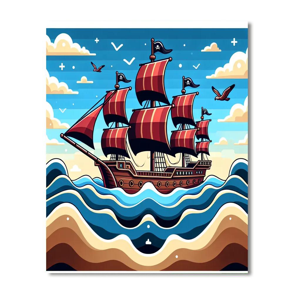 Sailing Pirate Ships DIY Paint By Numbers
