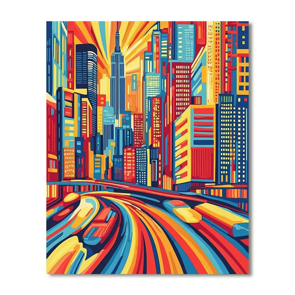 Roy Lichtenstein Inspired Pop Art Urban Oasis  Paint By Number