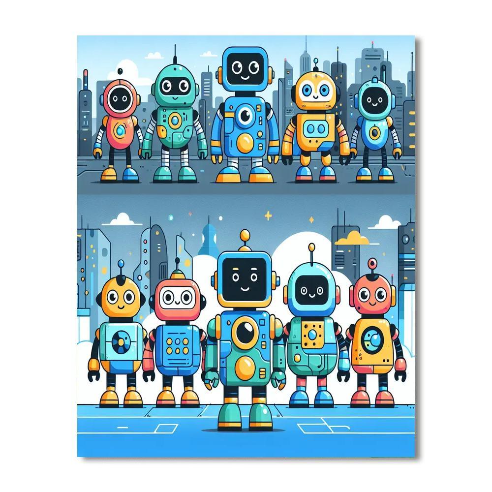 Robot Adventure Land Painting By Numbers Kit