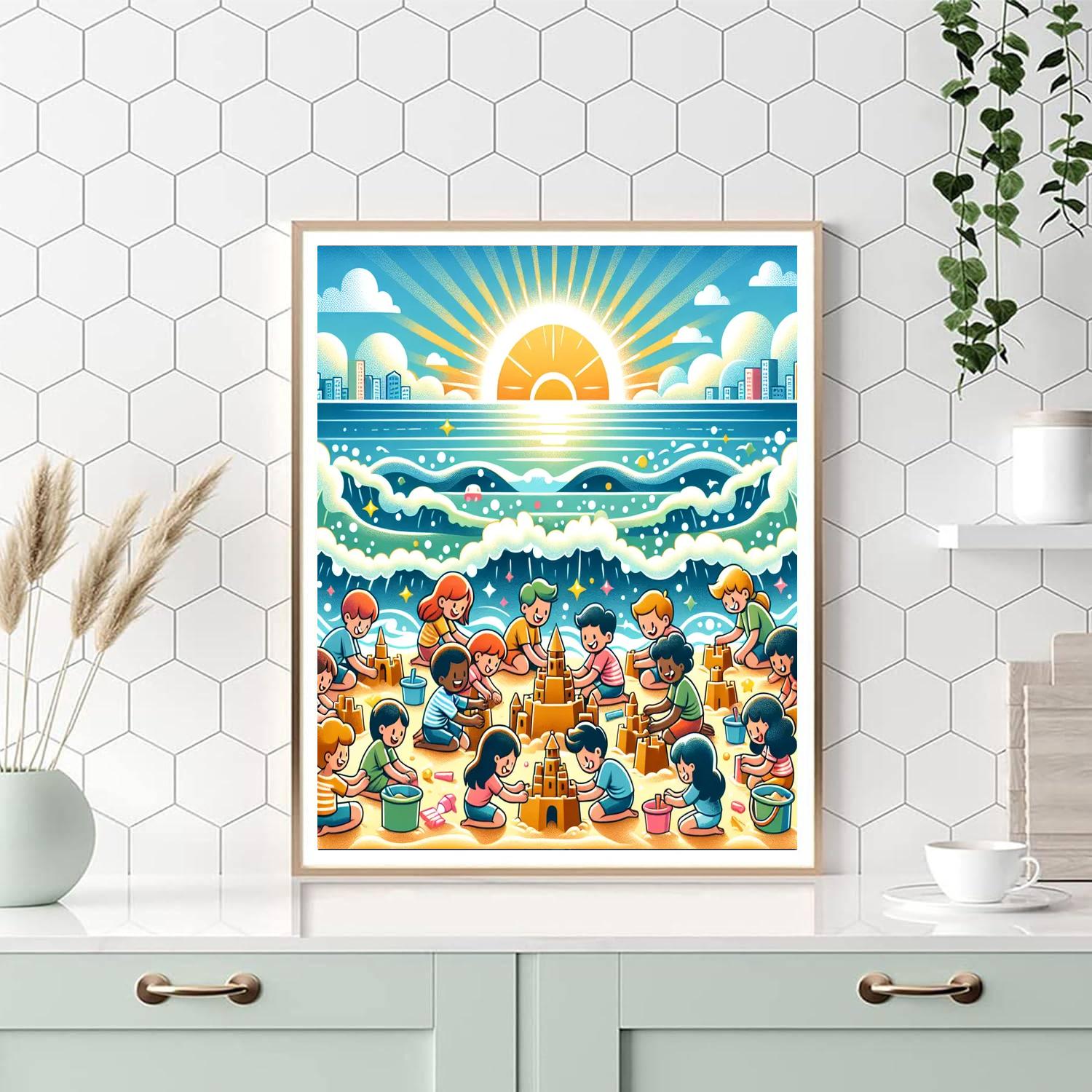 Bubbly Beach Fun Paint By Numbers Art