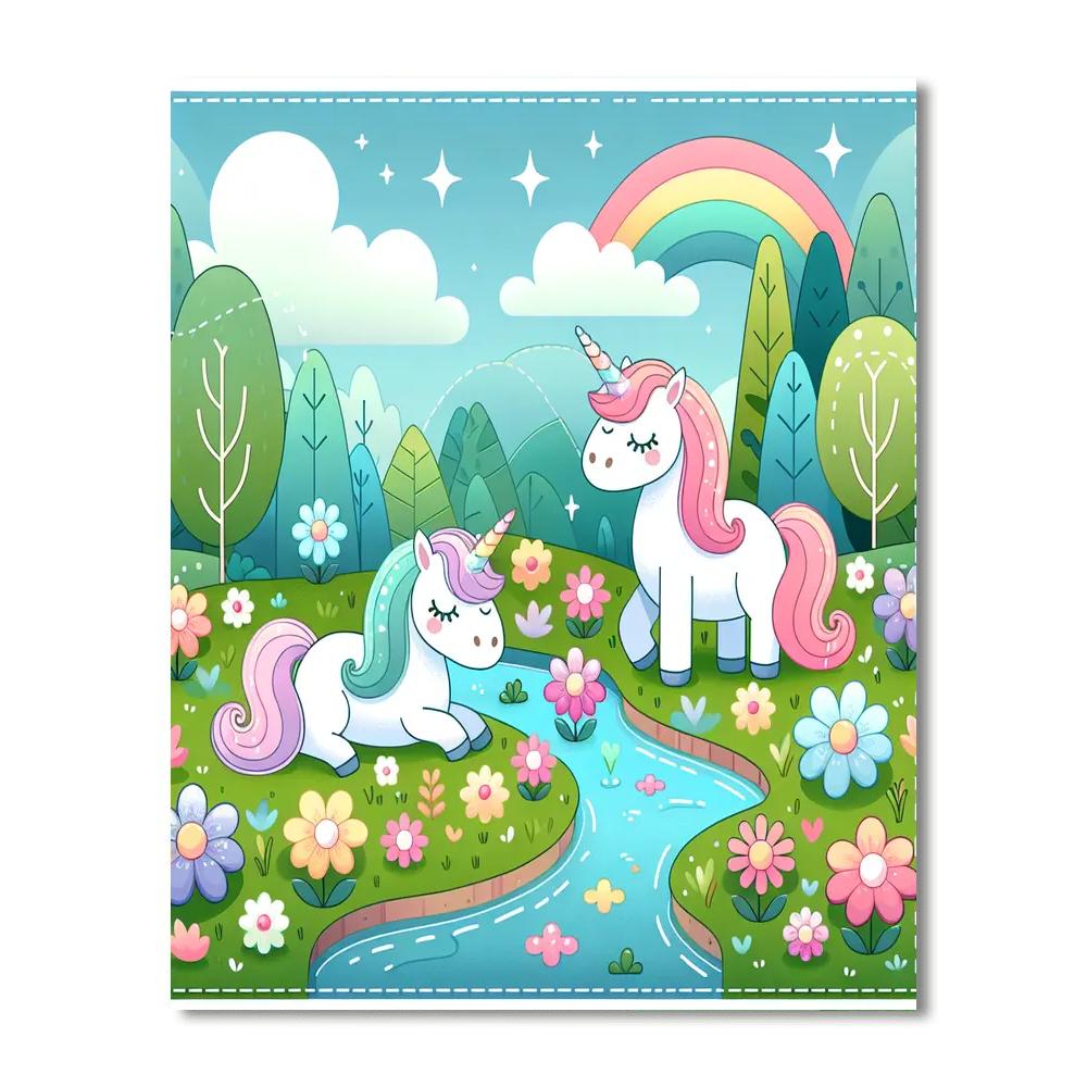 Royal Unicorn Meadow Numbered Painting Kits