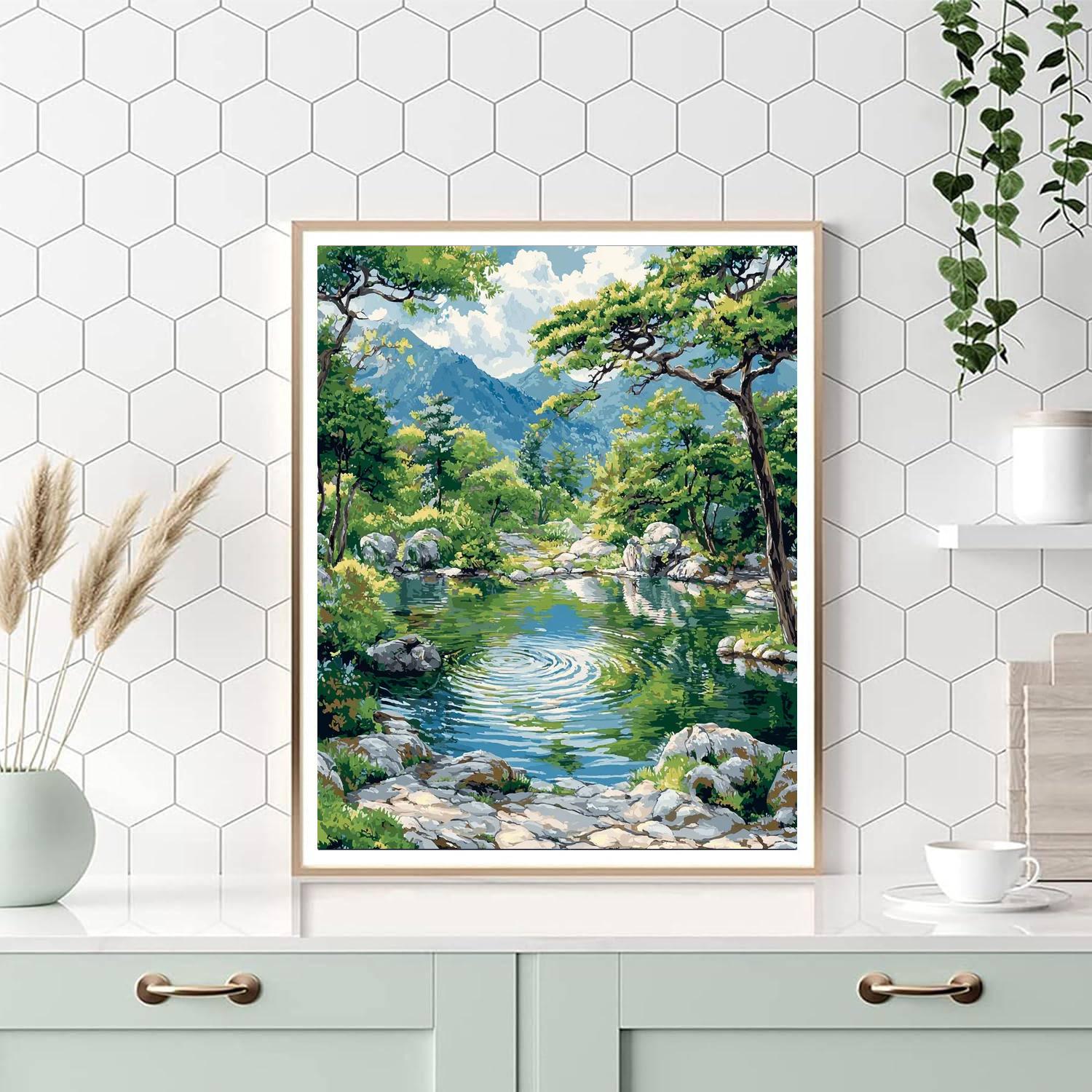 Utagawa Hiroshige Inspired Rippling Reflections  Number Painting