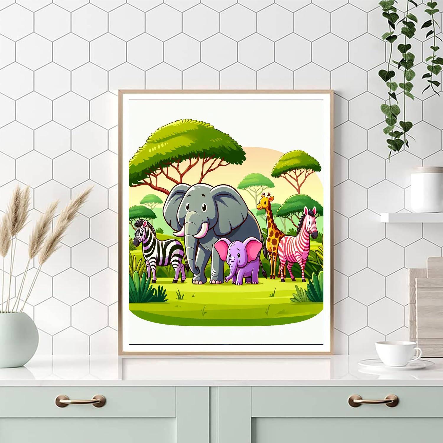 Safari In Africa With Elephants And Zebras Paint By Number