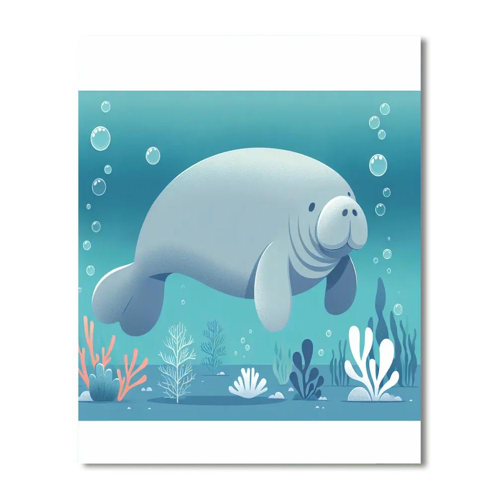 Mirthful Manatee Paint By Numbers Art