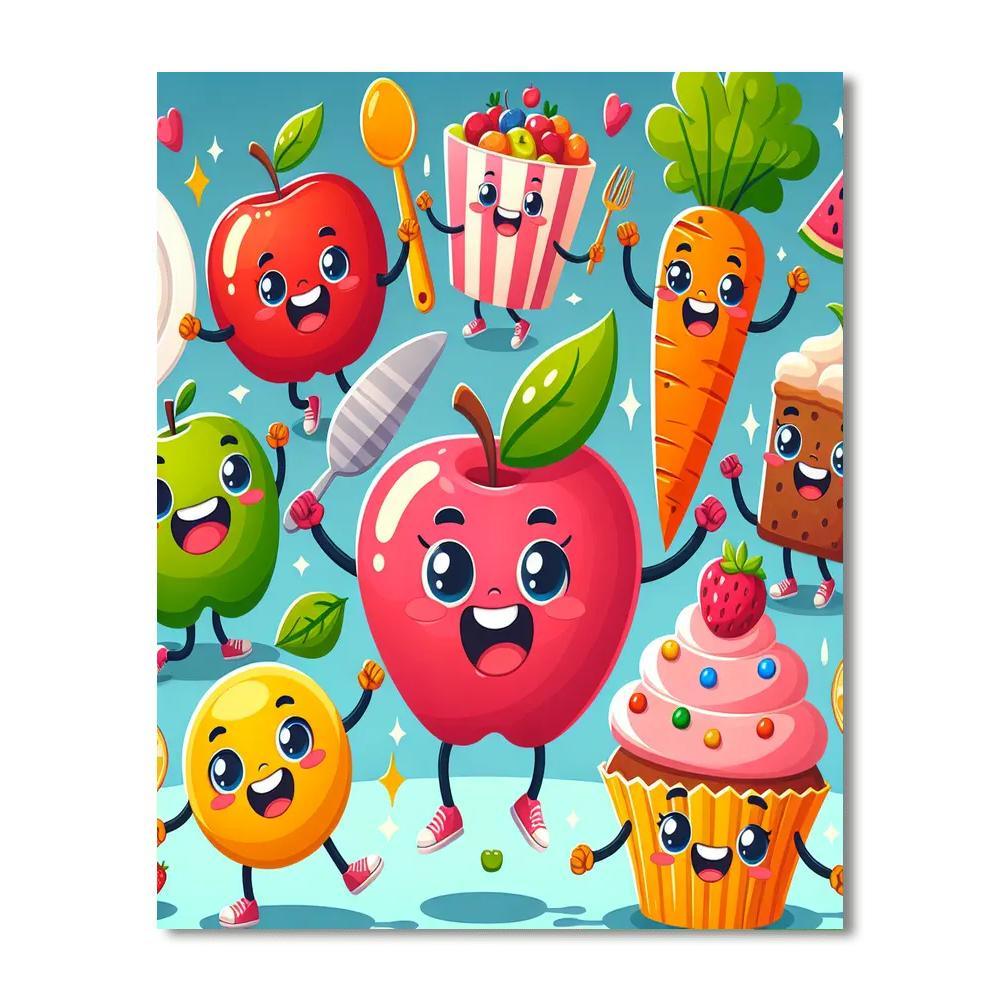 Funky Food Faces Painting By Numbers Kit