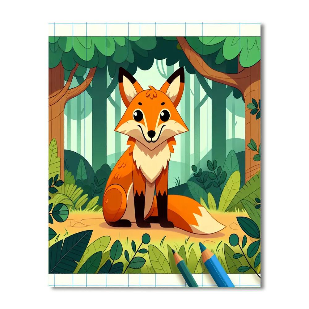 Magic Forest Fox Number Painting
