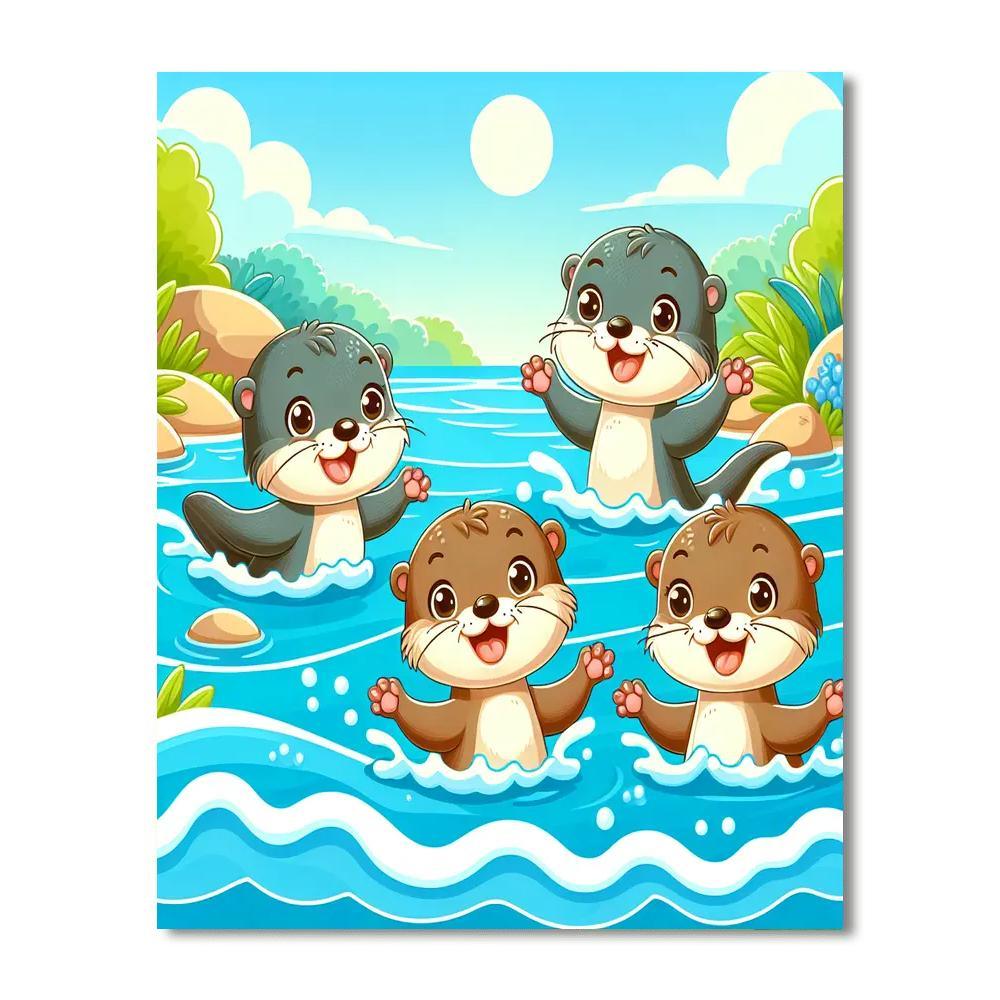 Adventurous Otters Painting Number Kit