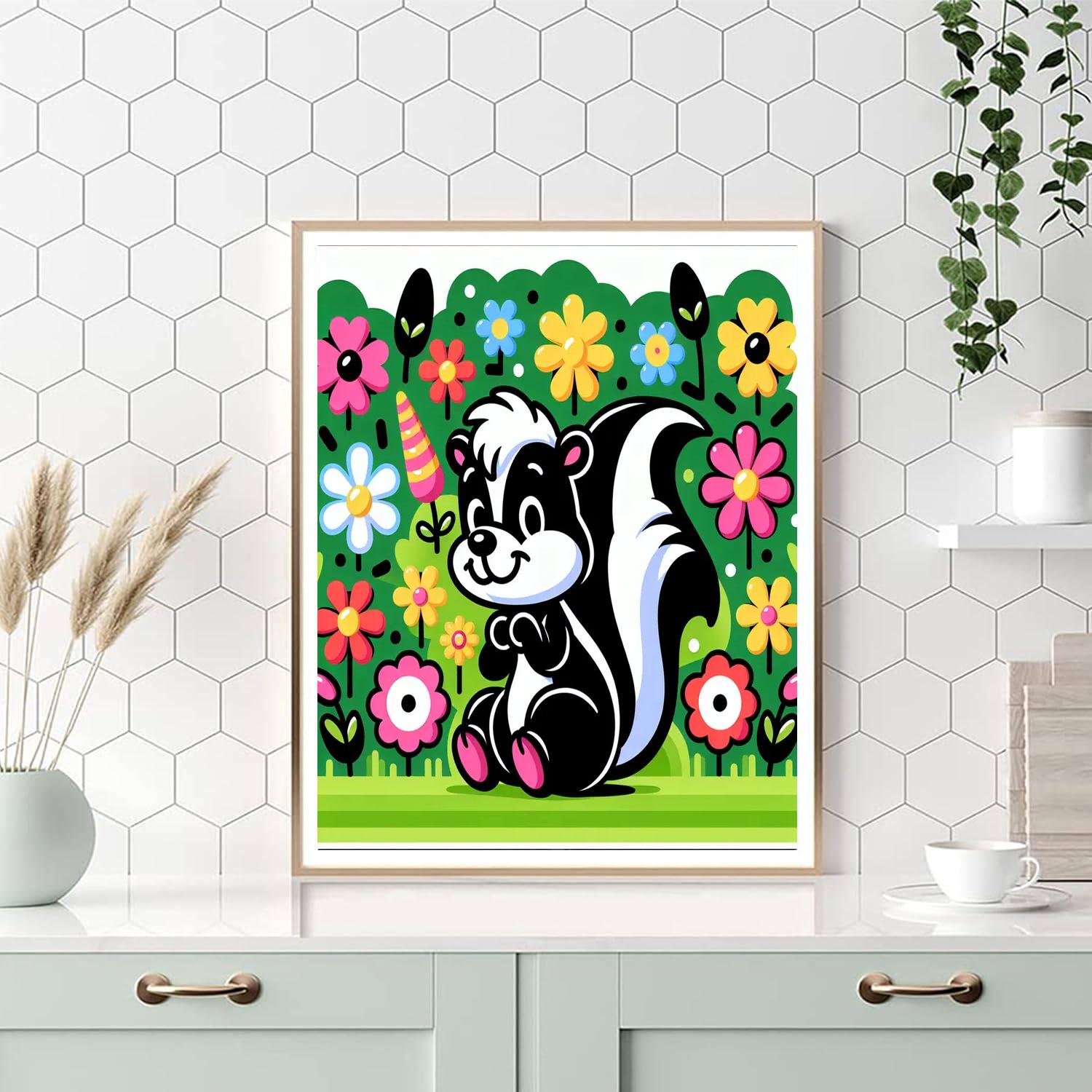 Silly Skunk Paint By Numbers Art