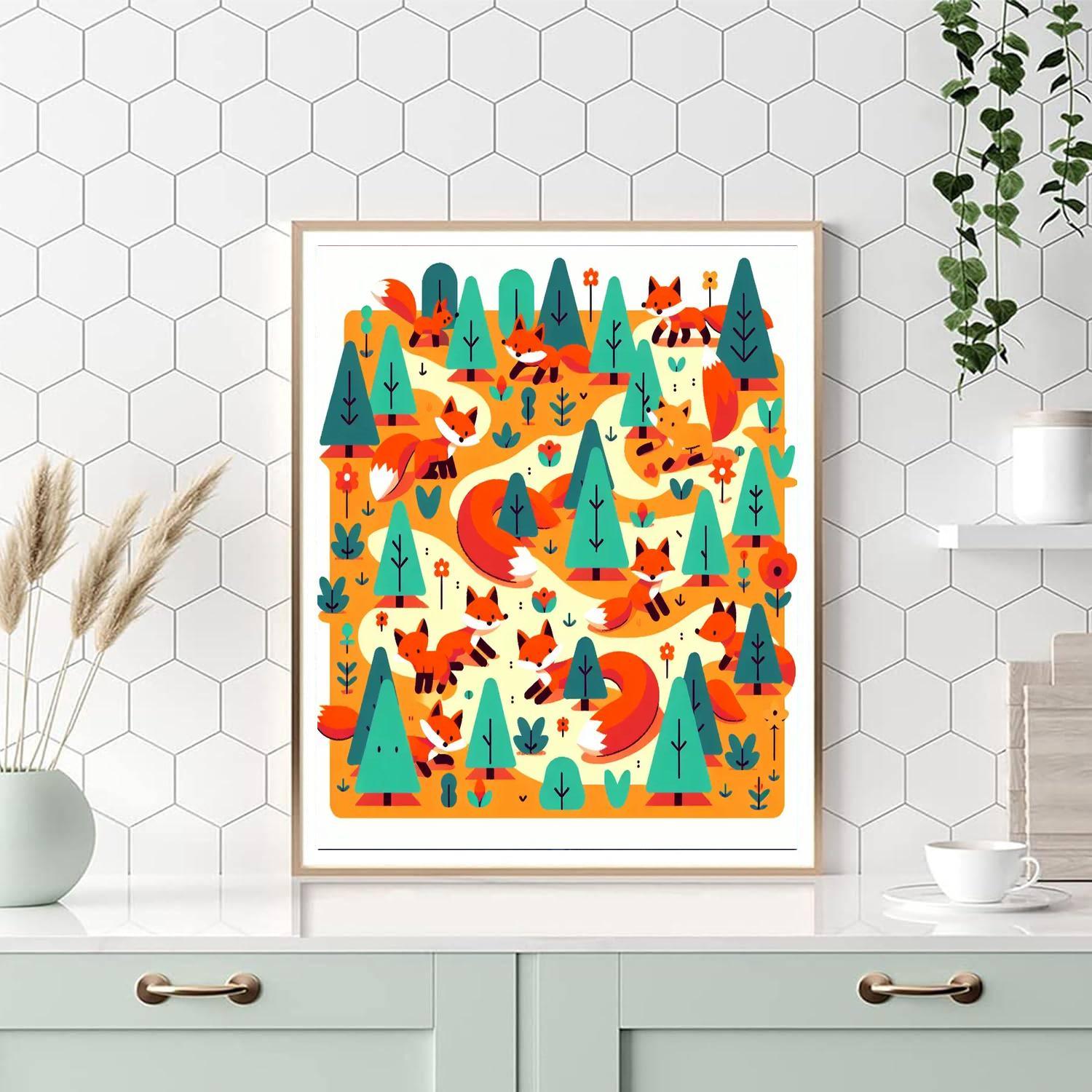 Friendly Foxes Paint By Numbers Art