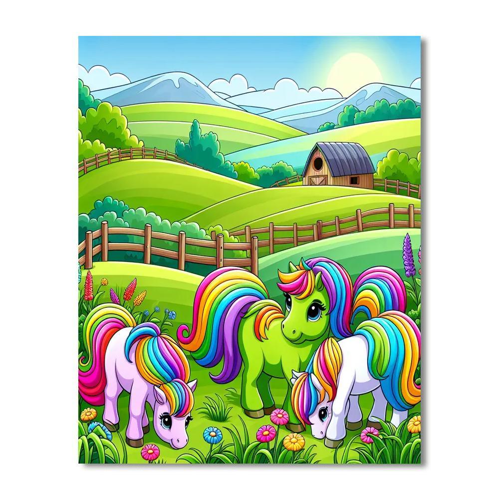 Rainbow Pony Farm Painting By Numbers Kit