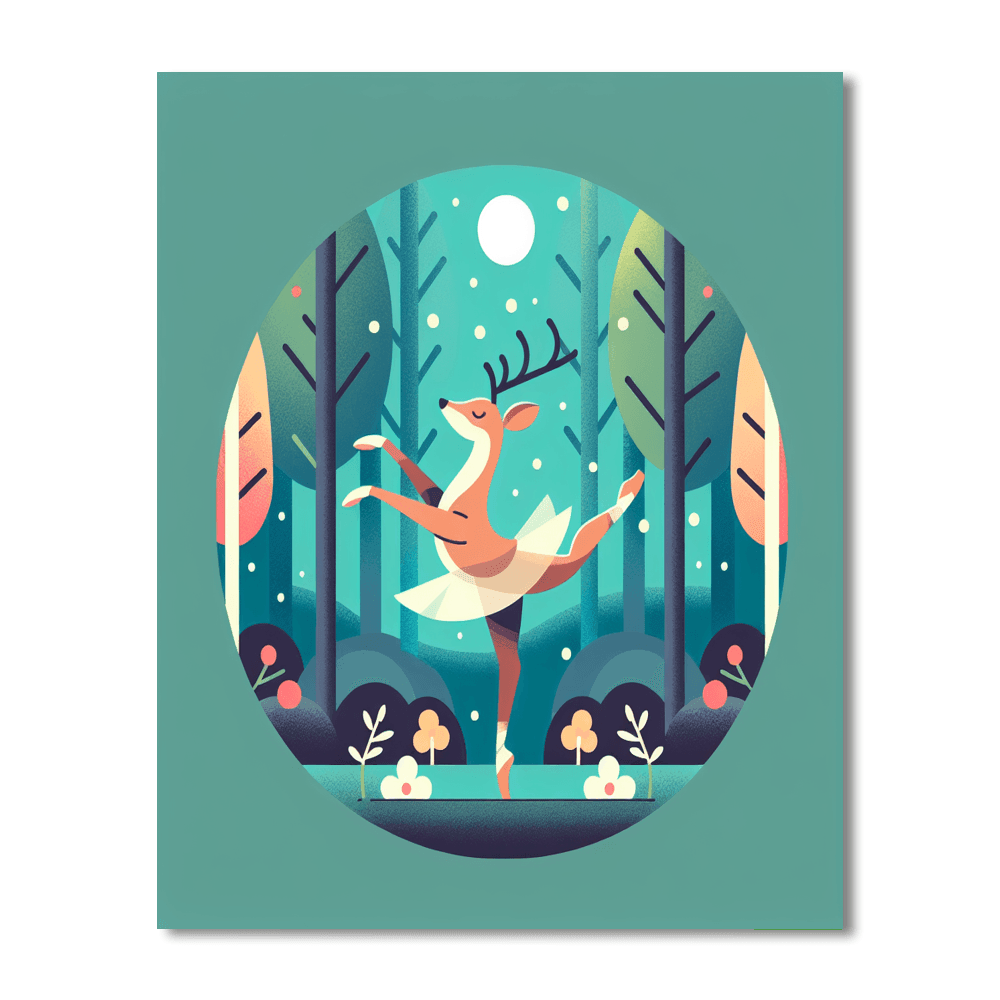 Ballet In The Woods With Graceful Deer Numbered Painting Kits