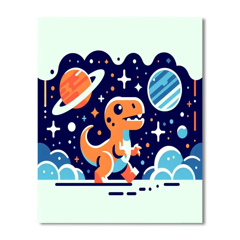 Galactic Dinosaur's Cosmic Journey Paint By Color