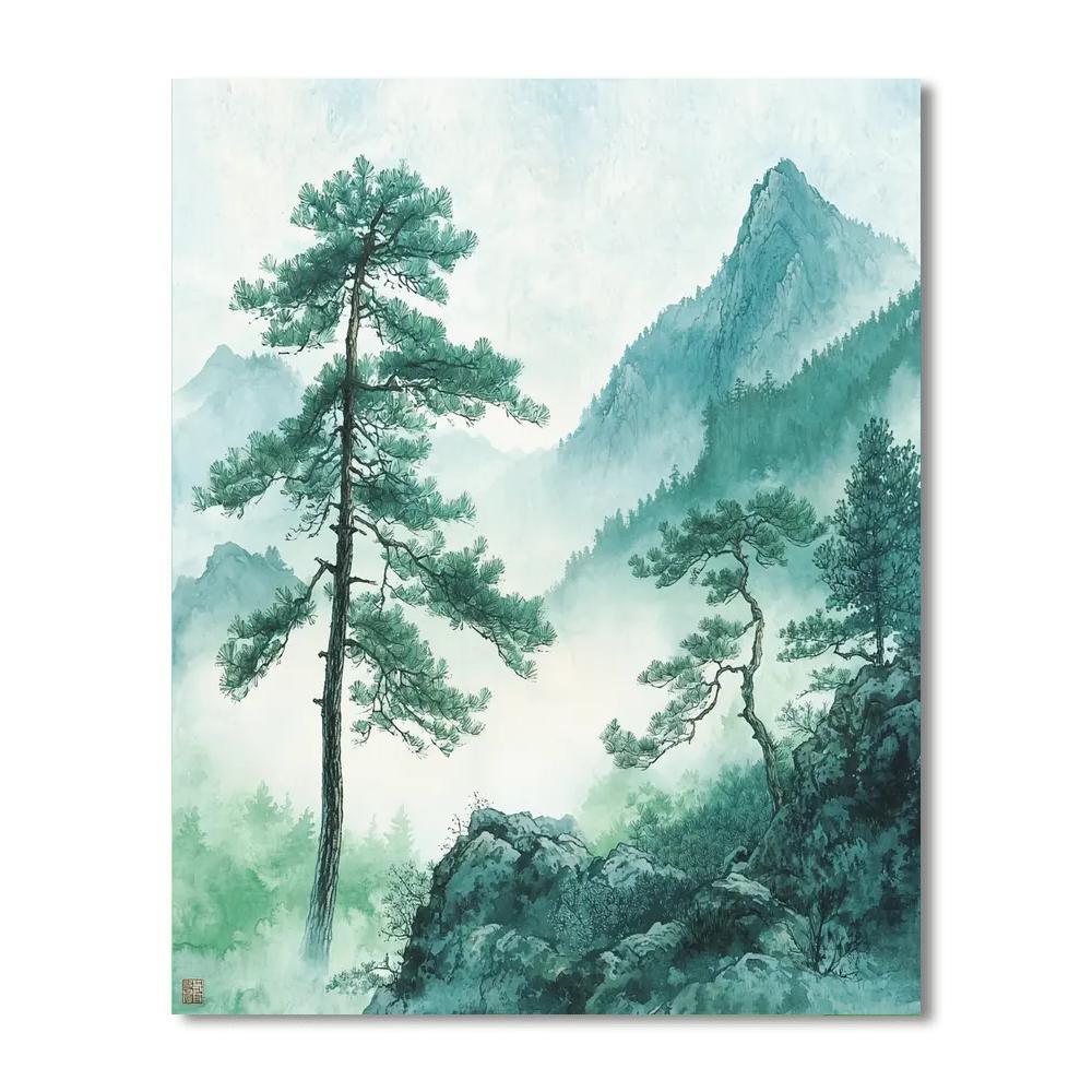 Zhao Mengfu Inspired Whispers Of Misty Pines  Paint By Numbers