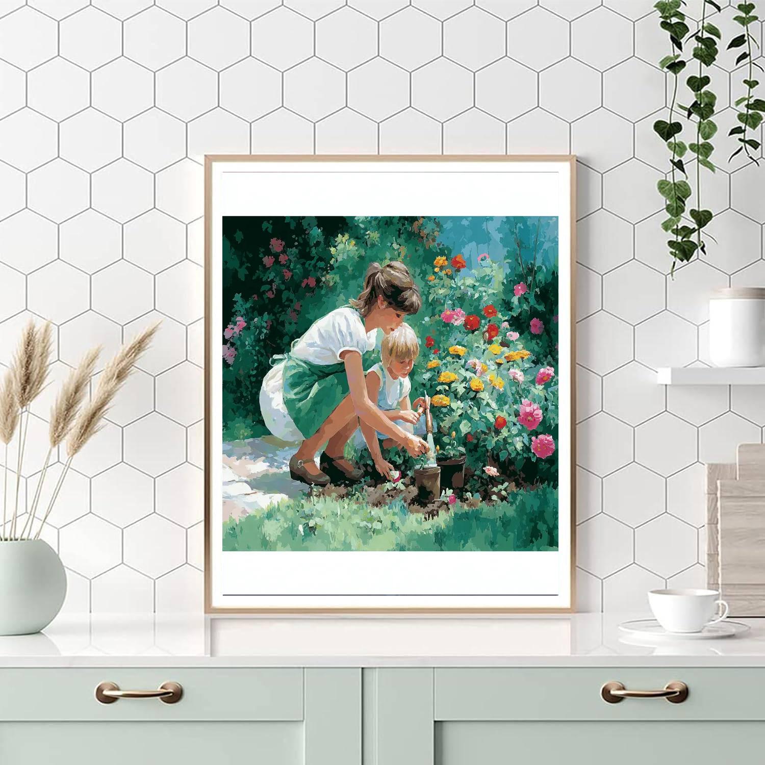 Mother And Child In The Garden Paint By Numbers Kits