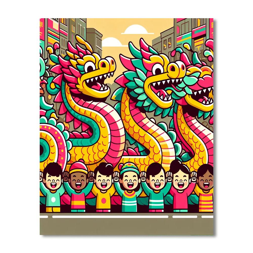 Mystical Dragon Parade DIY Paint By Numbers