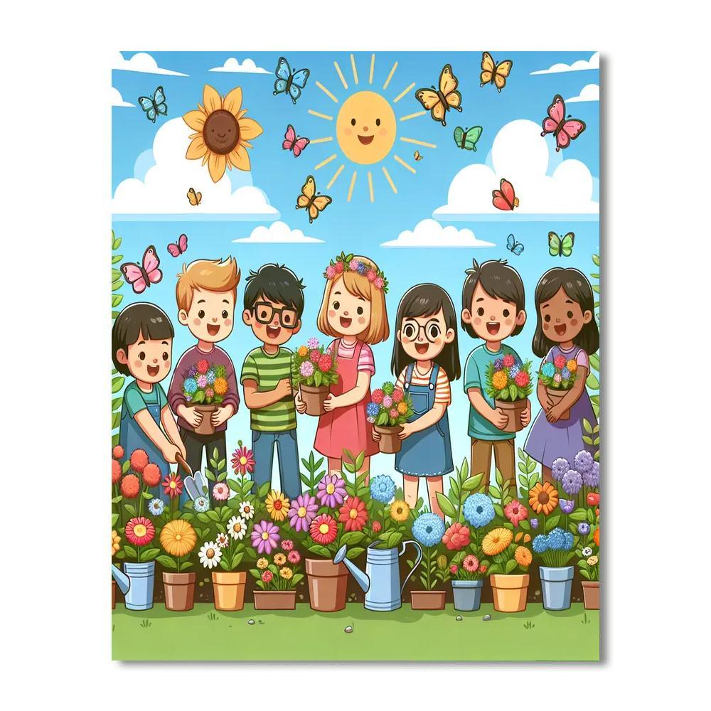 Joyful Flower Garden Paint By Numbers