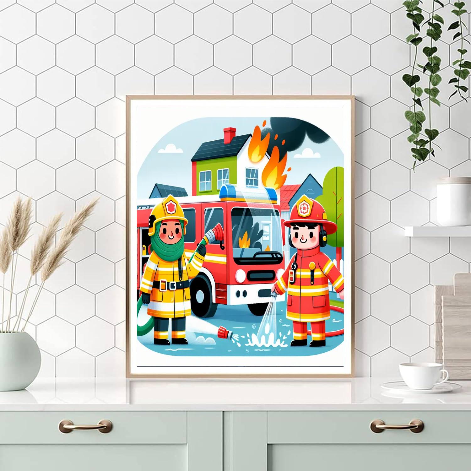 Firefighter Fun Paint By Numbers Art