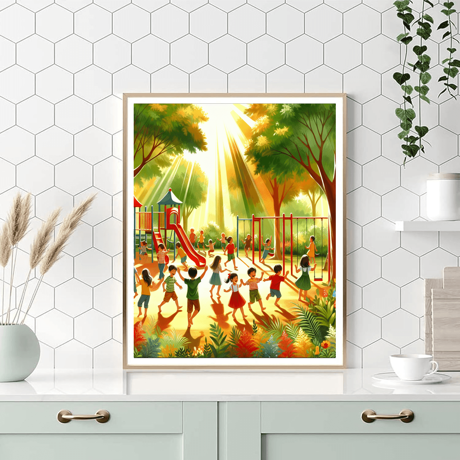 Joyous Children At Play Painting By Numbers Kit